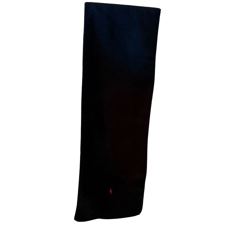 Polo Ralph Lauren Black Fleece Scarf Red‎ Pony Logo Made in USA 90s vintage